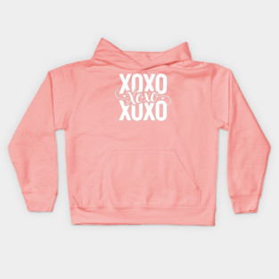 XOXO Love Hearts - Modern Valentine Script Kids Hoodie