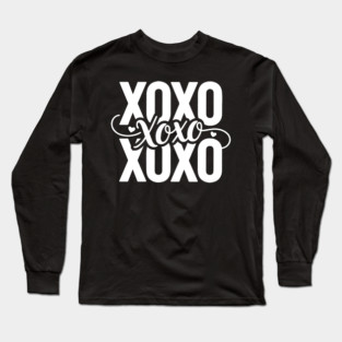 XOXO Love Hearts - Modern Valentine Script Long Sleeve T-Shirt