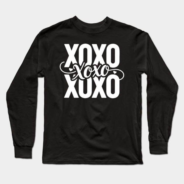 XOXO Love Hearts - Modern Valentine Script Long Sleeve T-Shirt by UrbanLifeApparel