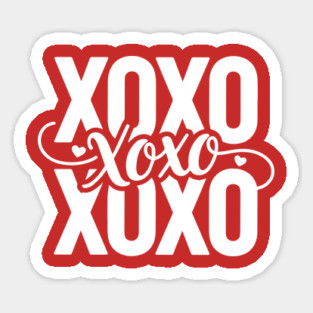 XOXO Love Hearts - Modern Valentine Script Sticker