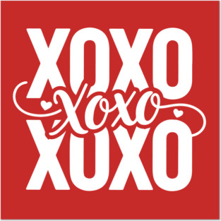 XOXO Love Hearts - Modern Valentine Script Posters and Art