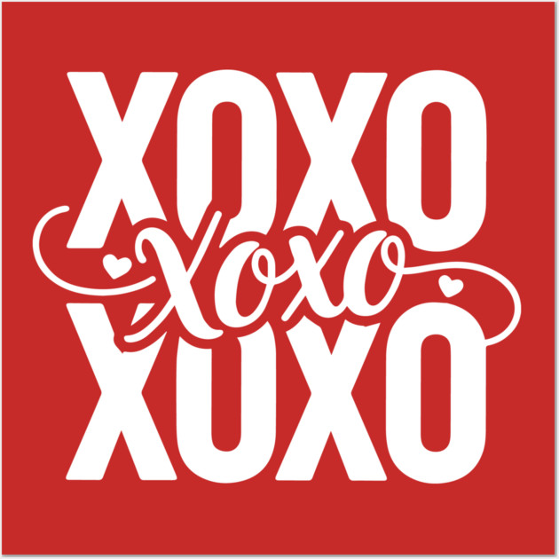 XOXO Love Hearts - Modern Valentine Script Wall Art by UrbanLifeApparel
