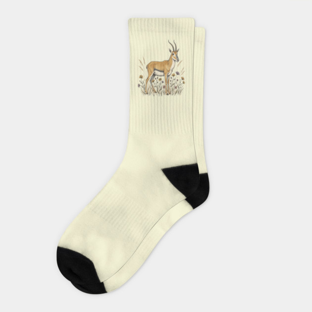 Saiga Antelope Botanical Art for Wildlife Fans Socks by BirdsnStuff