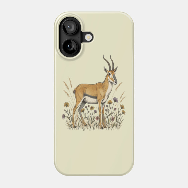 Saiga Antelope Botanical Art for Wildlife Fans Phone Case by BirdsnStuff