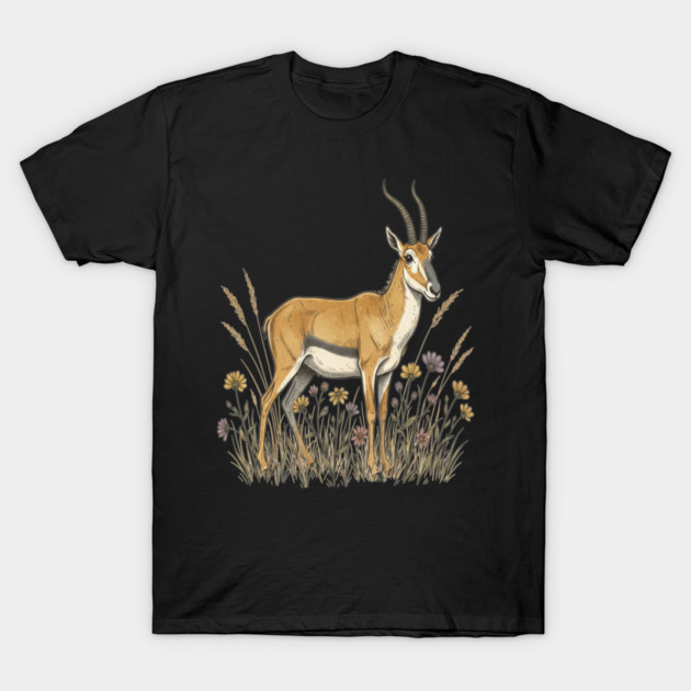 Saiga Antelope Botanical Art for Wildlife Fans T-Shirt by BirdsnStuff