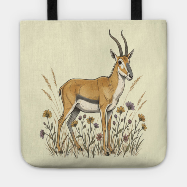 Saiga Antelope Botanical Art for Wildlife Fans Tote by BirdsnStuff