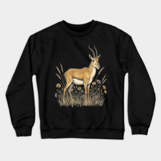 Saiga Antelope Botanical Art for Wildlife Fans Crewneck Sweatshirt
