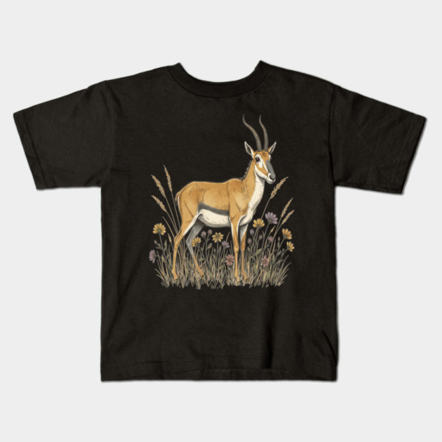 Saiga Antelope Botanical Art for Wildlife Fans Kids T-Shirt by BirdsnStuff