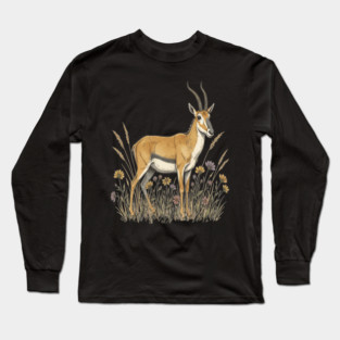 Saiga Antelope Botanical Art for Wildlife Fans Long Sleeve T-Shirt