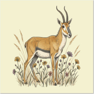 Saiga Antelope Botanical Art for Wildlife Fans Posters and Art