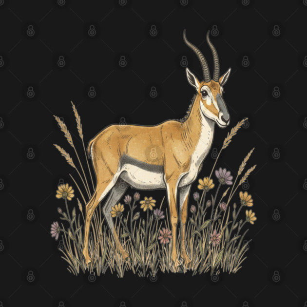 Saiga Antelope Botanical Art for Wildlife Fans by BirdsnStuff