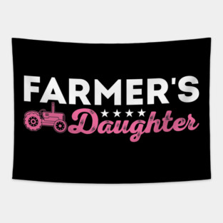 Farm Daughter Pink Tractor Farm Girl Tapestry