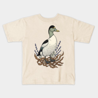 Common Eider Duck Art for Coastal Bird Lovers Kids T-Shirt