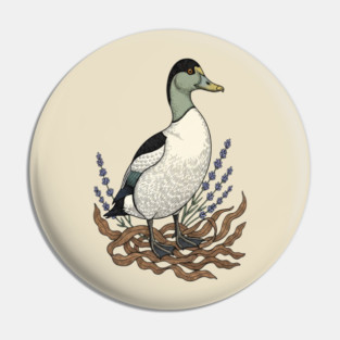 Common Eider Duck Art for Coastal Bird Lovers Pin