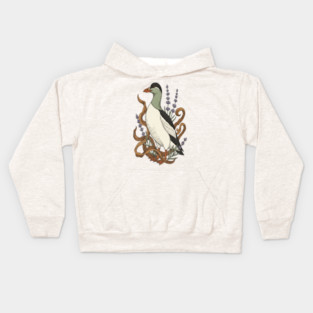 Common Elder Duck with Sea Lavender Wildlife Nature Kids Hoodie