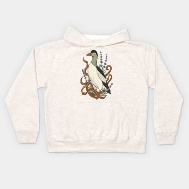 Common Elder Duck with Sea Lavender Wildlife Nature Kids Hoodie by BirdsnStuff