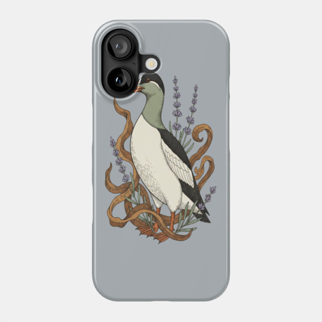Common Elder Duck with Sea Lavender Wildlife Nature Phone Case by BirdsnStuff