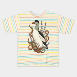 Common Elder Duck with Sea Lavender Wildlife Nature Kids T-Shirt