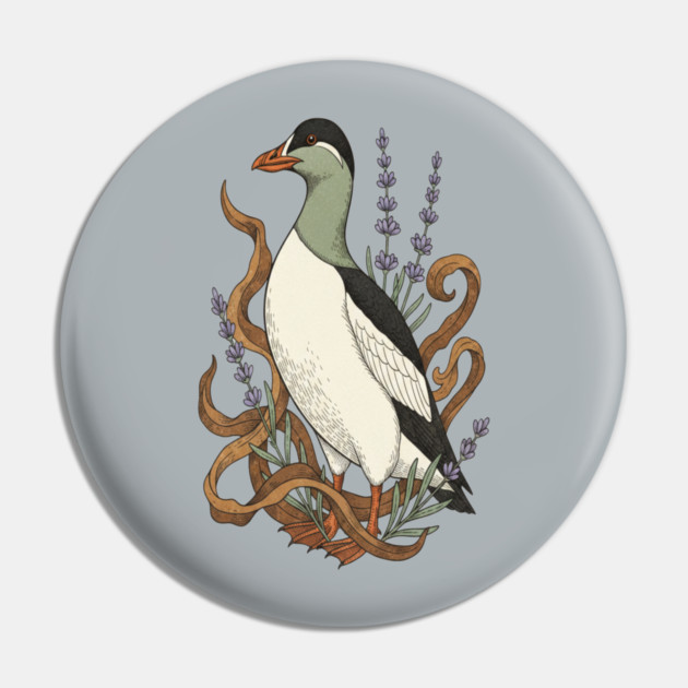 Common Elder Duck with Sea Lavender Wildlife Nature Pin by BirdsnStuff