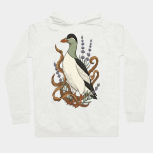 Common Elder Duck with Sea Lavender Wildlife Nature Hoodie