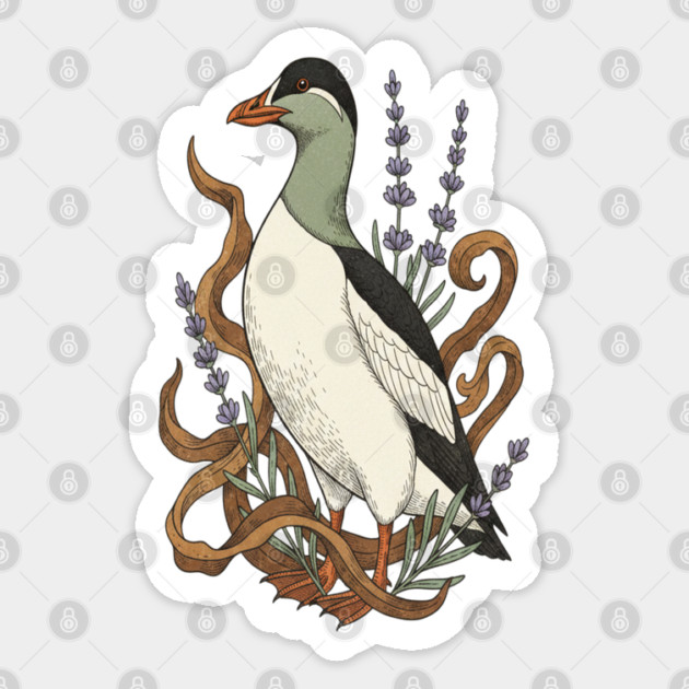 Common Elder Duck with Sea Lavender Wildlife Nature Sticker by BirdsnStuff