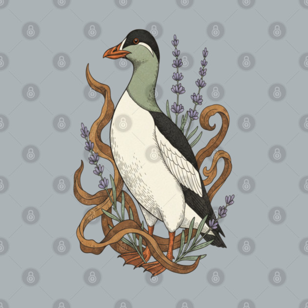 Common Elder Duck with Sea Lavender Wildlife Nature by BirdsnStuff