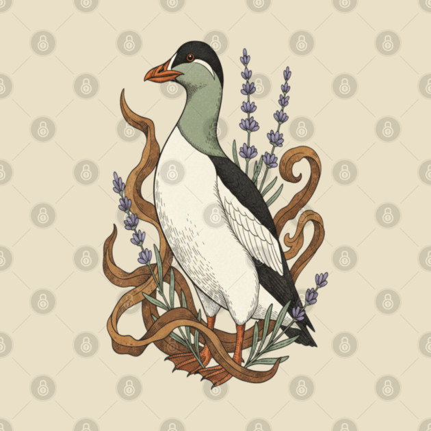 Common Elder Duck with Sea Lavender Wildlife Nature by BirdsnStuff