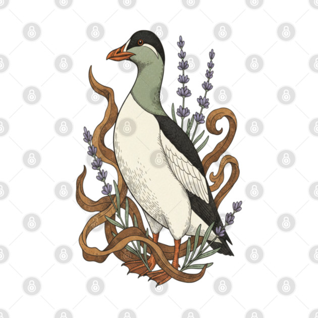 Common Elder Duck with Sea Lavender Wildlife Nature by BirdsnStuff