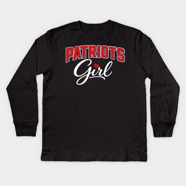 Patriots Girl New England Football Fan Women Kids Long Sleeve T-Shirt by ArtistTee ⭐⭐⭐⭐⭐