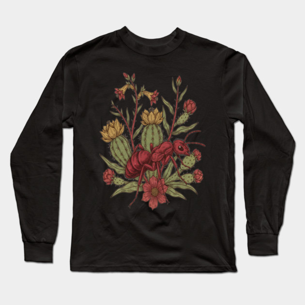 Red Velvet Ant Art for Insect Enthusiasts Long Sleeve T-Shirt by BirdsnStuff