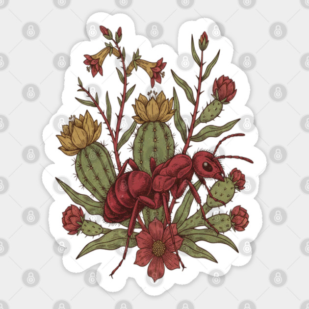 Red Velvet Ant Art for Insect Enthusiasts Sticker by BirdsnStuff