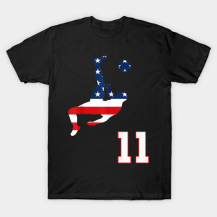 American USA Flag Soccer Jersey Favorite Lucky Number 11 Women Men T-Shirt