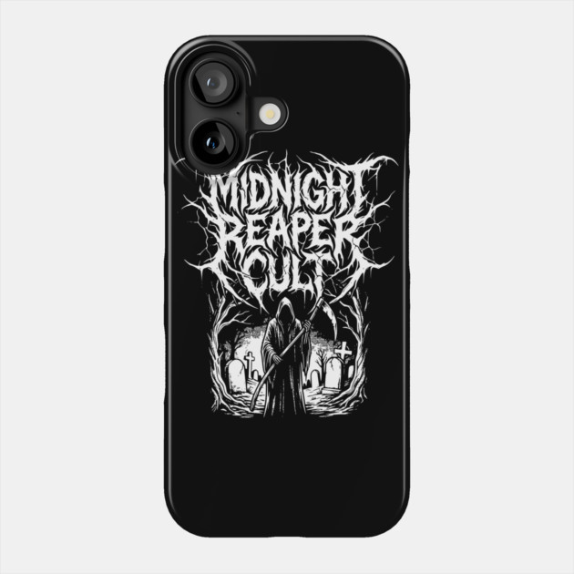 Midnight Reaper Death Metal Logo Design Phone Case by Designed By Marty
