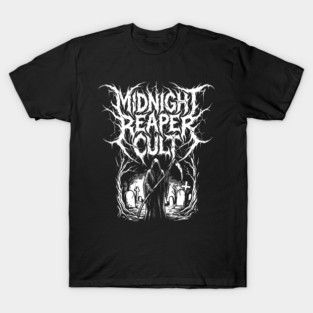 Midnight Reaper Death Metal Logo Design T-Shirt