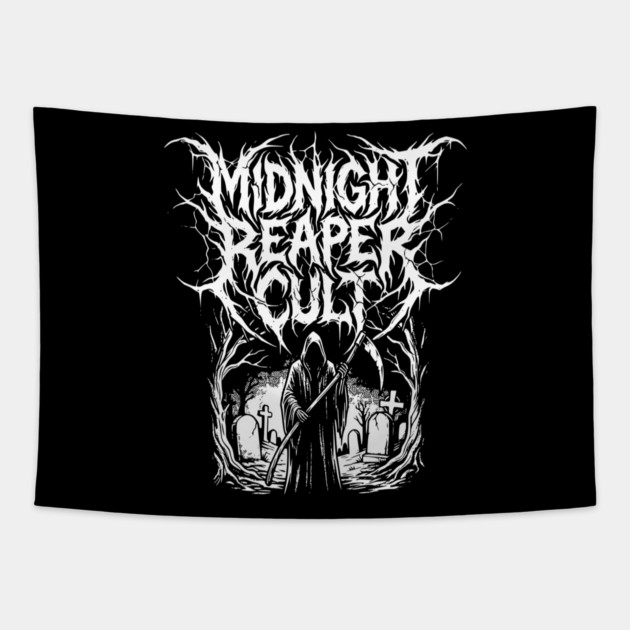 Midnight Reaper Death Metal Logo Design Tapestry by Designed By Marty