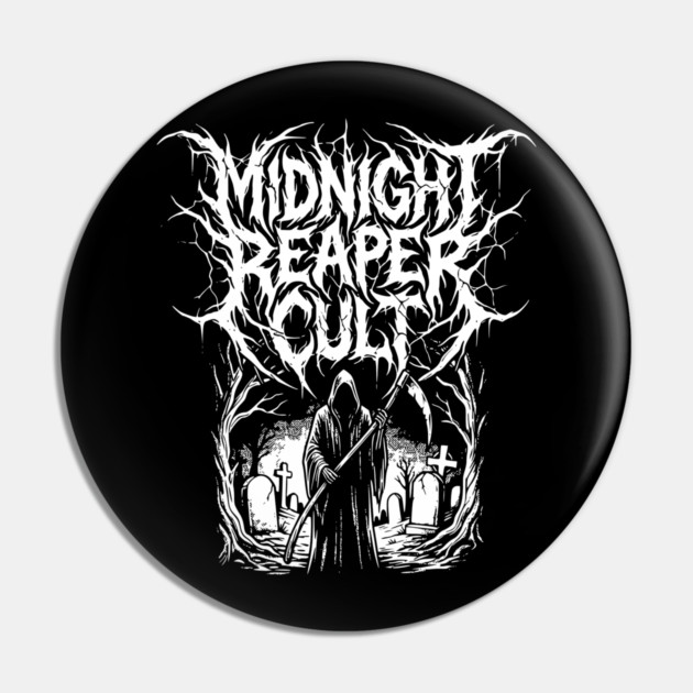Midnight Reaper Death Metal Logo Design Pin by Designed By Marty
