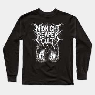 Midnight Reaper Death Metal Logo Design Long Sleeve T-Shirt