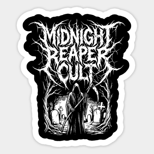 Midnight Reaper Death Metal Logo Design Sticker by Designed By Marty