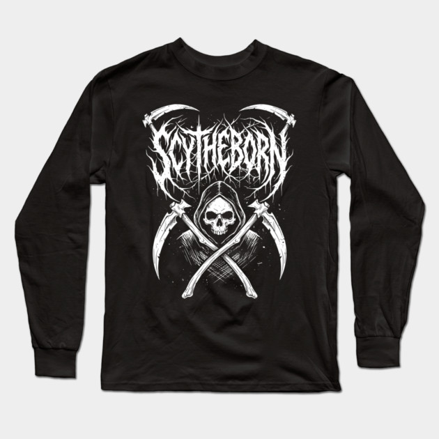 Scytheborn – Grim Reaper Death Metal Design Long Sleeve T-Shirt by Designed By Marty