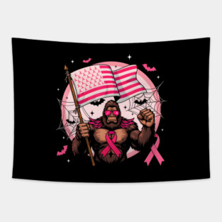 Bigfoot Pink Ribbon Breast Month Tapestry