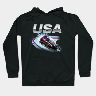 USA Bobsled Luge Racing Winter Ice Speed Hoodie