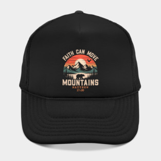Faith Can Move Mountains Retro Sunset Bible Verse Christian Hat