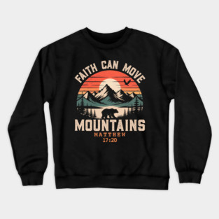 Faith Can Move Mountains Retro Sunset Bible Verse Christian Crewneck Sweatshirt