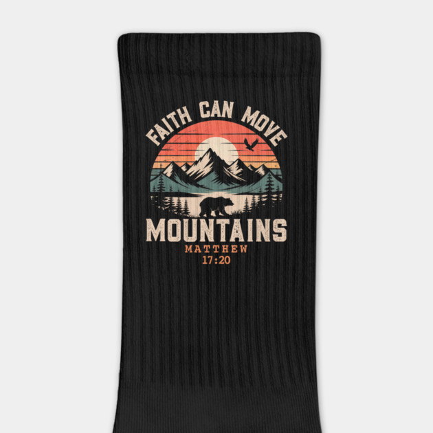 Faith Can Move Mountains Retro Sunset Bible Verse Christian by yangho