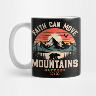 Faith Can Move Mountains Retro Sunset Bible Verse Christian Mug