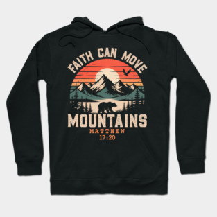 Faith Can Move Mountains Retro Sunset Bible Verse Christian Hoodie