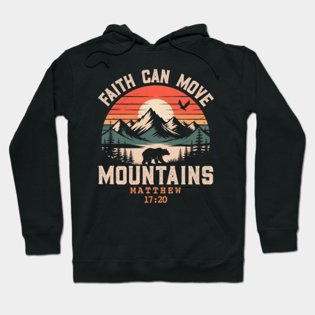 Faith Can Move Mountains Retro Sunset Bible Verse Christian Hoodie by yangho