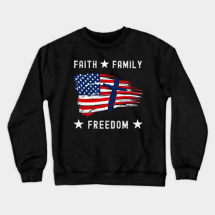 Faith Family Freedom America Patriotic Christian Crewneck Sweatshirt