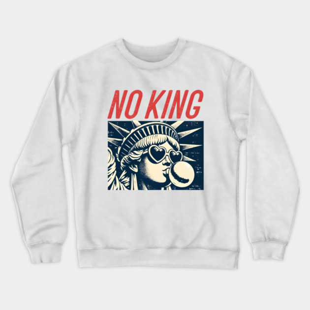 No King Freedom Pop Art Illustration with Retro Style Crewneck Sweatshirt by anas ouarid