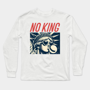 No King Freedom Pop Art Illustration with Retro Style Long Sleeve T-Shirt